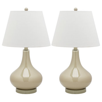 Safavieh Amy Gourd Glass Lamps, Set of 2, Taupe