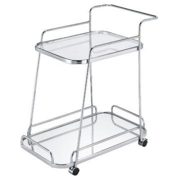 Serving Cart, Clear Glass and Chrome Finish