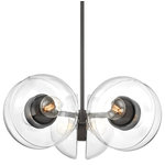 Hudson Valley - Kert 6-Light Chandelier, Black Brass - Kert combines glass and metal in a fresh and functional way. A pair of half-round, clear glass shades are enclosed behind the bulb and mounted on a ring of metal at the center, giving the piece an impressive, sculptural feel. Large in scale and highly versatile, Kert is available as a wall sconce that can be mounted vertically or horizontally, a linear, and a pendant and chandelier in two sizes.