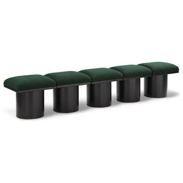 Pavilion Boucle Fabric Upholstered 5-Piece Modular Bench, Green, Black Finish