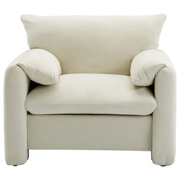 Gewnee Modern Style Chenille Oversized Armchair Accent Chair, Cream