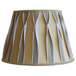 HomeConcept - Beige and White With Offwhite Liner Premium Lampshade 10.5"x16"x11", Beige/White - Home Concept Signature Shades  feature the finest premium shantung fabric.   Durable Upholstery-Quality fabric means your new lampshade will last for decades. It wont get brittle from smoke or sunlight like less expensive fabrics.  Heavy brass and steel frames means your shades can withstand abuse from kids and pets. It's a difference you can feel when you lift it.    Premium Beige/White Fabric  Pinch-Pleated Deluxe Design  Traditional Style Empire Lampshade, Finial not Included  Deluxe lampshade, found in better lighting showrooms. Durable Hotel quality shade.  10.5 Top x 16 Bottom x 11 Slant Height)  This shade comes with a standard fitter that fits most traditional harps (called a Washer or Spider Fitter, but it also uses a notched bowl fitter that can be used with a lamp that uses a 6 or 8 reflector bowl)  Fits best with a 9 harp.