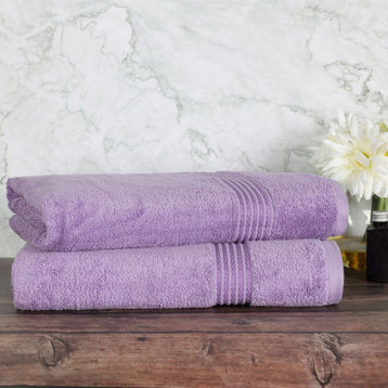 2 Piece Egyptian Cotton Modern Absorbent Bath Sheet Set, Royal Purple