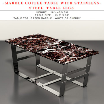MARBLE Coffee Table with Stainless Steel Table Legs