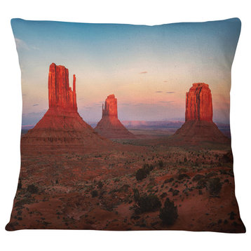 Sunset in Monument Valley Landscape Printed Throw Pillow, 18"x18"