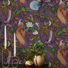 Painted Oriental Birds and Trees Tropical Wallpaper, Plum, Double Roll