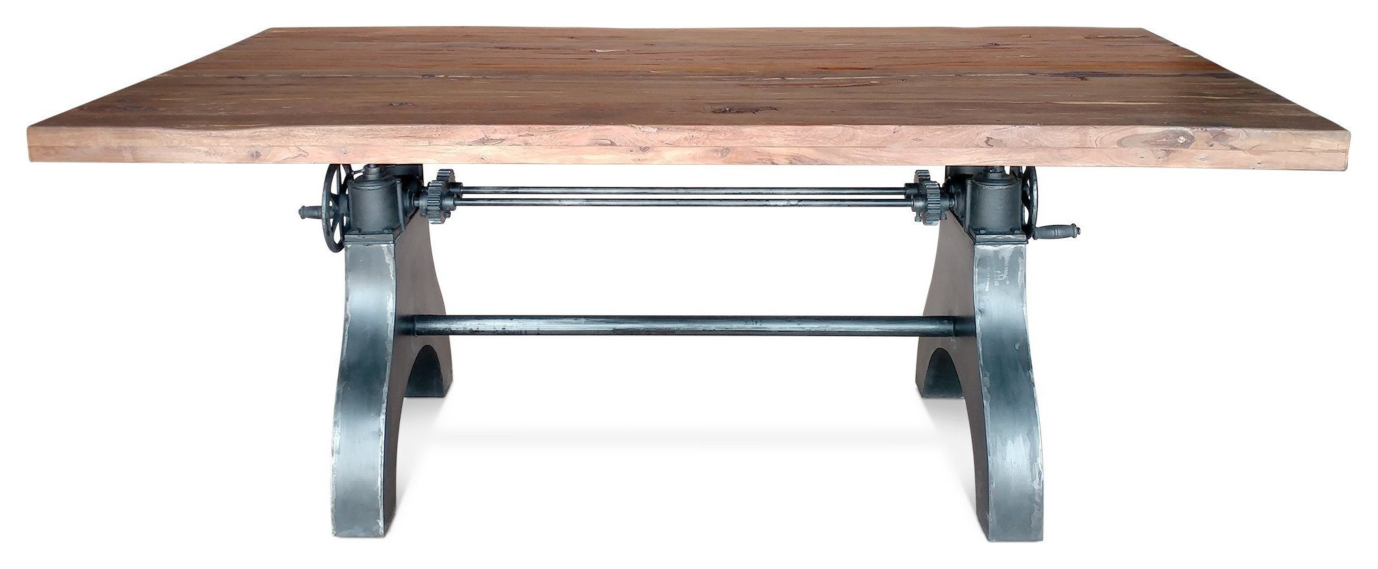 KNOX Adjustable Height Dining Table - Cast Iron Base - Rustic Mahogany ...