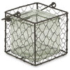 Square Wire Basket With Glass Jar, Brown, Large, Medium