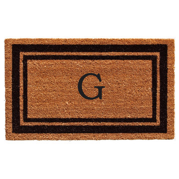 Calloway Mills Black Border 24"x48" Monogram Doormat, Letter G