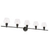 Black Finish And Clear Glass 5-Light Wall Sconce