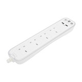 4 Socket, Inline Surge Protected Extension Lead, 1 Meter Cable, White