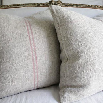 Antique French Grain Sack Linen Pillows