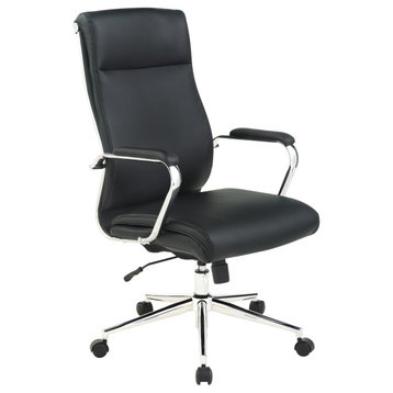 High Back Manager's Office Chair With Dillon Black Fabric and Chrome Base