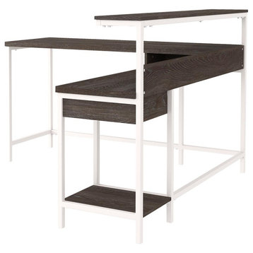 Dorrinson Two-tone L-Desk With Storage