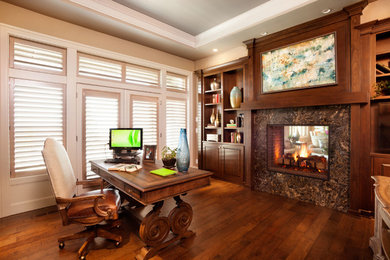 Home office - large traditional home office idea in Portland