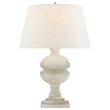 Desmond Table Lamp in Alabaster with Linen Shade