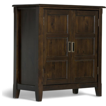 Traditional Storage Cabinet, 2 Panel Doors With 2 Adjustable Shelves, Dark Brown