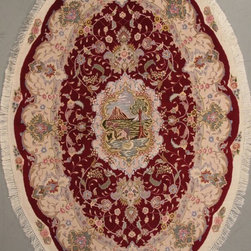 Persian Tabriz Rug 4'5 X 6'7 - Area Rugs