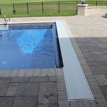 Rectangle Pool with Polymer Walls and a Vinyl Liner + Coverstar Automatic Cover