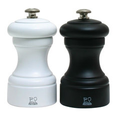 Peugeot Bistro Black Matte Pepper and White Matte Salt Mill Set 10cm/4"
