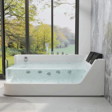 Acrylic LED Whirlpool & Water Massage Bathtub Decoration Transparent in White