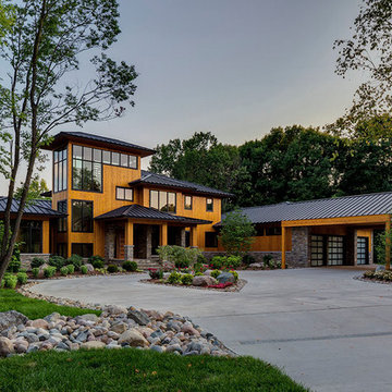 Modern home with luscious landscaping