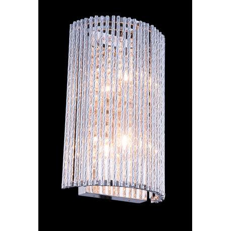 Elegant Lighting Flux 2-Light Crystal Wall Sconce, Chrome