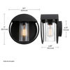 Neruda Black Outdoor Indoor Wall Sconce, Seeded Glass Shade