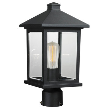 Portland Collection 1 Light Post Mount Light in Black Finish