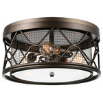 CWI Lighting - Kali 3 Light Cage Flush Mount With Light Brown Finish - Incorporate the Kali 3 Light Flush Mount into your space and effortlessly create a rustic setting. This 16 inch cage flush mount light fixture is finished in light brown and styled with a mesh inner shade and an outer metal frame. Its raw beauty, earthy vibe, and warm glow set the tone for a homey, cozy, and welcoming space.  Feel confident with your purchase and rest assured. This fixture comes with a one year warranty against manufacturers defects to give you peace of mind that your product will be in perfect condition.