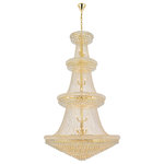 Elegant Lighting - Elegant Lighting Primo 48 Light 54" Large Foyer Crystal Chandelier, Gold - "Primo" means "first" in Italian, and the Primo collection lives up to its name as the top choice in classic, dramatic lighting. The symmetrical bell-shaped design offers variations in single, double, and triple tiers, with each canopy encrusted with multiple layers of round crystals. Delicate strands of crystals flare out from each canopy, ending in a profusion of crystal octagons and balls in the bottom hemisphere base.