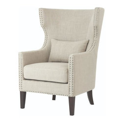 Bentley Birch Neutral Linen Upholstered Arm Chair - Armchairs And Accent Chairs