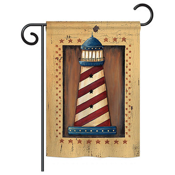 Patriotic Lighthouse Coastal Decorative Vertical Garden Flag 13"x18.5"