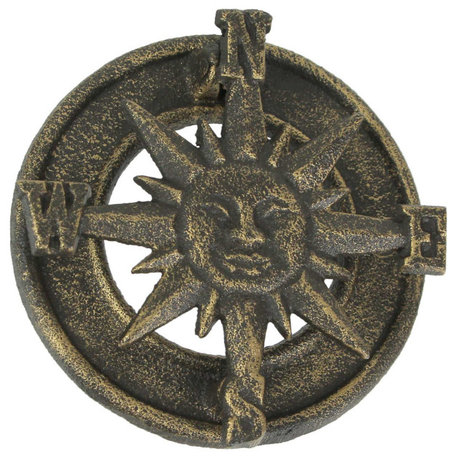Bronze Cast Iron Decorative Sun Compass Rose Door Knocker Rustic Home Decor