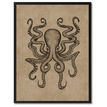 Octopus Animal Brown Canvas Print, Custom Picture Frame, 28"x37"