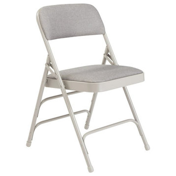 NPS 2300 Series 29.5" Modern Metal Folding Chair in Gray Stone (Set of 4)