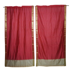Mogul Interior - 2 Pink Sari Rod Pocket Curtains Drape Panel Door Draperies 84x44 - Curtains