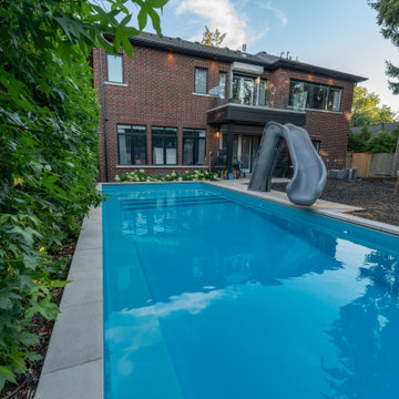 Fiberglass Pool Ideas - Fiberglass Lap Pool with Interlocking Deck