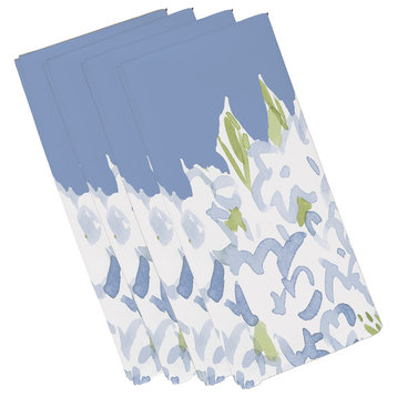 Gardenia Stripe Floral Print Napkins, Set of 4, Blue, 19"
