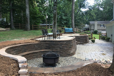 Photo of a large traditional backyard patio in Charlotte with concrete pavers and no cover.