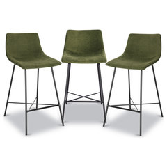 Poly and Bark Paxton 24 Velvet Counter Stool Set of 3 Midcentury Bar Stools And Counter Stools by Edgemod Furniture Houzz