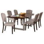 Hillsdale Furniture - Hillsdale Emerson 7-Piece Rectangle Dining Set With Upholstered Dining Chairs - The Hillsdale Furniture Emerson 7-Piece Rectangular Dining Set is the perfect combination of rustic style with industrial and farmhouse design. The manufactured live edge of the Gray Sheesham table -- combined with a commanding Gray metal base -- is a harmonious balance of natural and man-made materials. The included Parsons dining chairs feature solid black hardwood legs and are upholstered in an Gray fabric that adds a softness to the overall look and feel. Includes one rectangular wood dining table and six upholstered Parsons chairs. Assembly required.