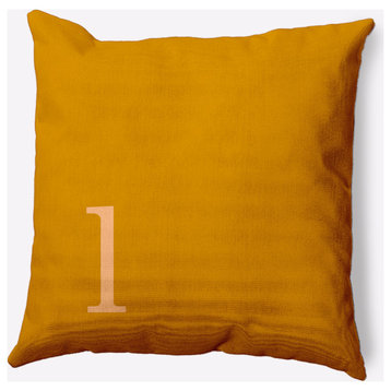 20" x 20" Modern Monogram Indoor/Outdoor Polyester Throw Pillow, Autumn Gold