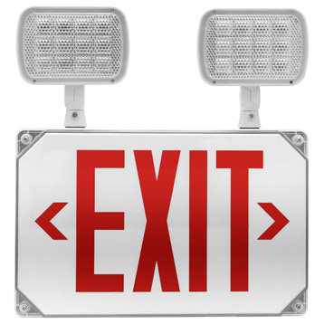 ECL5 LED Wet Location  Exit Sign with Adjustable Light Heads, Red Lettering