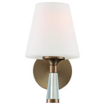 Crystorama - Ramsey 1 Light Vibrant Gold Wall Mount - Both timeless and transitional, the minimalist design makes the Ramsey ideal for any home decor. With a distinctive glass tail and enclosed opal white glass shade, this fixture is a smart choice for a bathroom, bedroom, or powdered room. Designed with thoughtful simplicity, the Ramsey strikes the perfect balance of function and form.