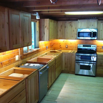 Kitchen LED Lighting Knotty Pine Cabinets