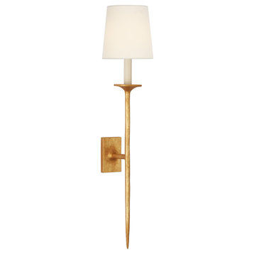 Catina Large Tail Sconce in Antique Gold Leaf with Linen Shade