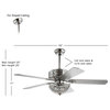Zara 52" Filigree 6-Light Metal and Wood LED Ceiling Fan, Chrome
