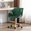 Cute Pointed Armrest Velvet Rolling Chair, Dark Green