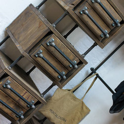 Stefan Reclaimed Scaffolding Board and Steel Pipe 3 sided Open Wardrobe - Wardrobes and Armoires